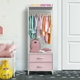 thumbnail image 3 of Sivan Home Décor Clothing Rack with Drawers - Standalone Garment Rack to Hang Shirts, Dresses, & Jackets - Tall Closet Storage Organizer (Pink), 3 of 5