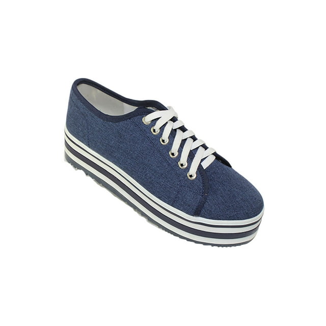 TENIS PLATAFORMA ZAPATOS CASUALES ALPARGATAS DAMA LEON TEXTIL MARINO 2624 LEON 2624p