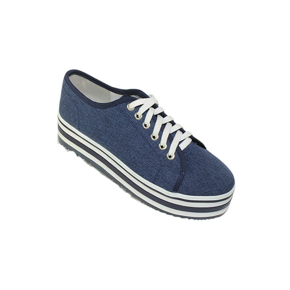 TENIS PLATAFORMA ZAPATOS CASUALES ALPARGATAS DAMA LEON TEXTIL MARINO 2624 LEON 2624p
