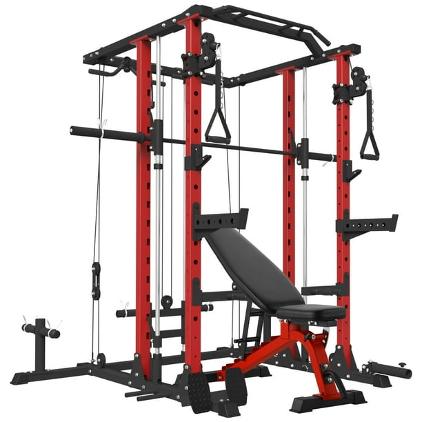 ER KANG Smith Machine Home Gym, 2000LBS Smith Rack with Cable Crossover