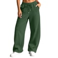 thumbnail image 4 of HomeDM Women's Baggy Sweatpants Wide Leg Drawstring Elastic Waist Lounge Sweat Pants with Pockets Army Green XL, 4 of 7