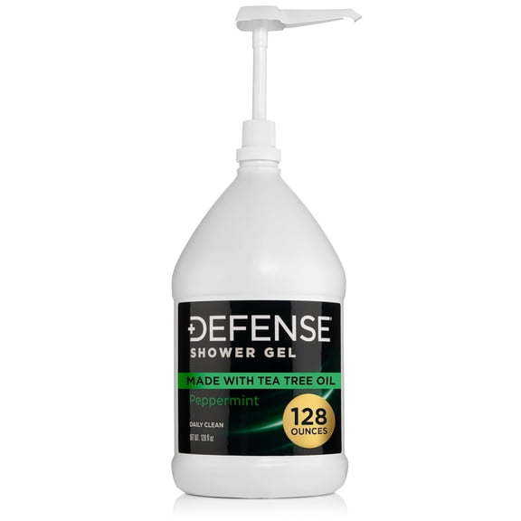 Defense Soap Peppermint Tea Tree Body Wash Shower Gel 1 Gallon (128 Fl Oz) | Organic Tea Tree Oil & Eucalyptus | Wrestling, BJJ & Gym Soap for Athletes | Ringworm, Jock Itch & Body Odor Defense