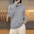 thumbnail image 2 of Fewfanhot Sweatshirt for Women Fashion Sweaters Loose Long Sleeve Pullover Knit Solid Color Drawstring Hooded, 2 of 5