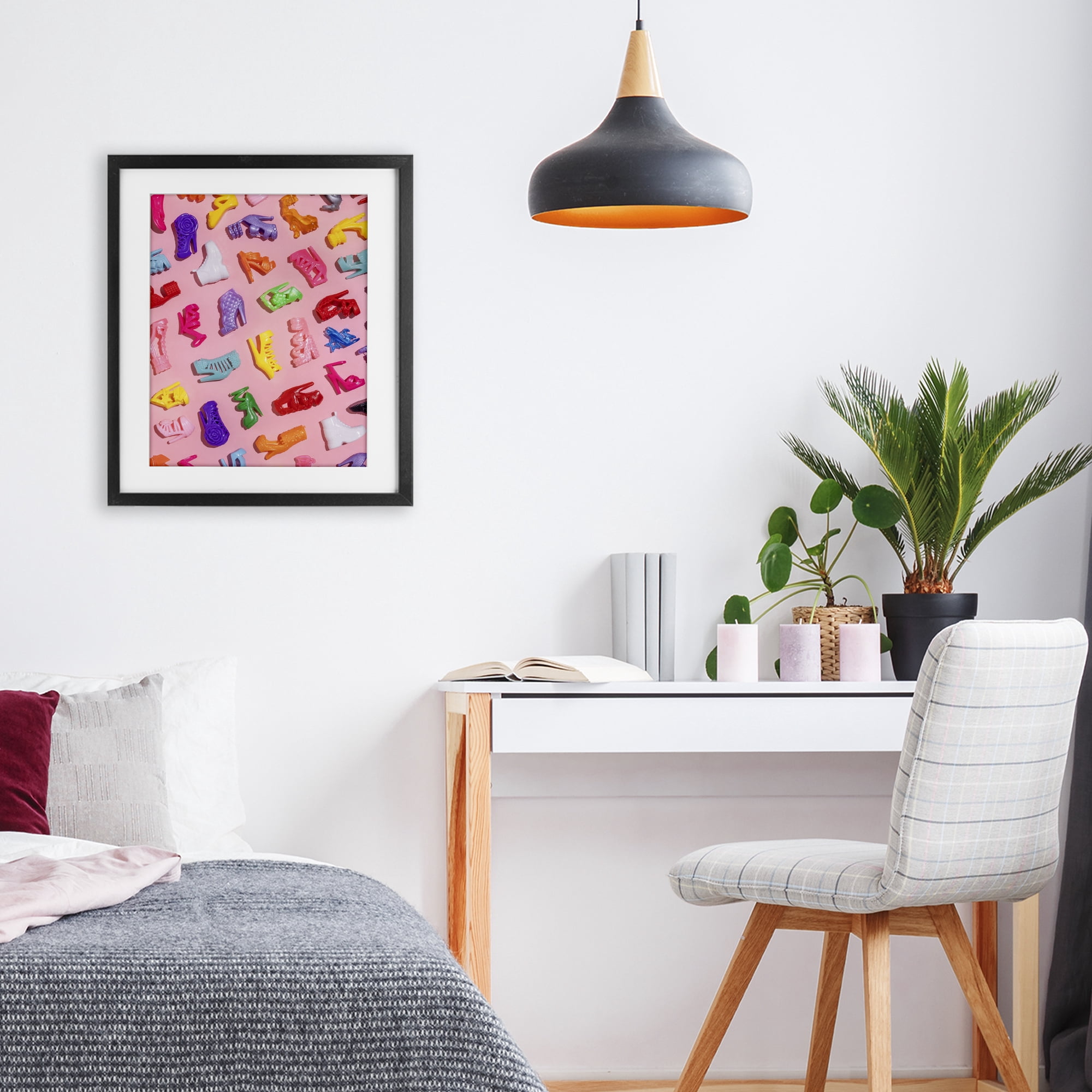 Stupell Industries Tiny Colorful Doll Shoes Black Framed Print Under Glass, design by LISH Creative