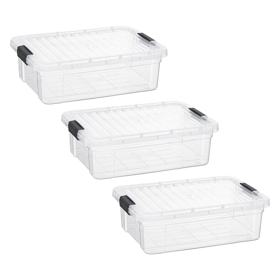 Superio Clear Storage Boxes with Lids, Plastic Container Bins for Organizing, Stackable Crates, BPA Free, Non Toxic, Odor Free, Organizers for Home, Office, School, and Dorm, 7.4 Quart, 3 Pack