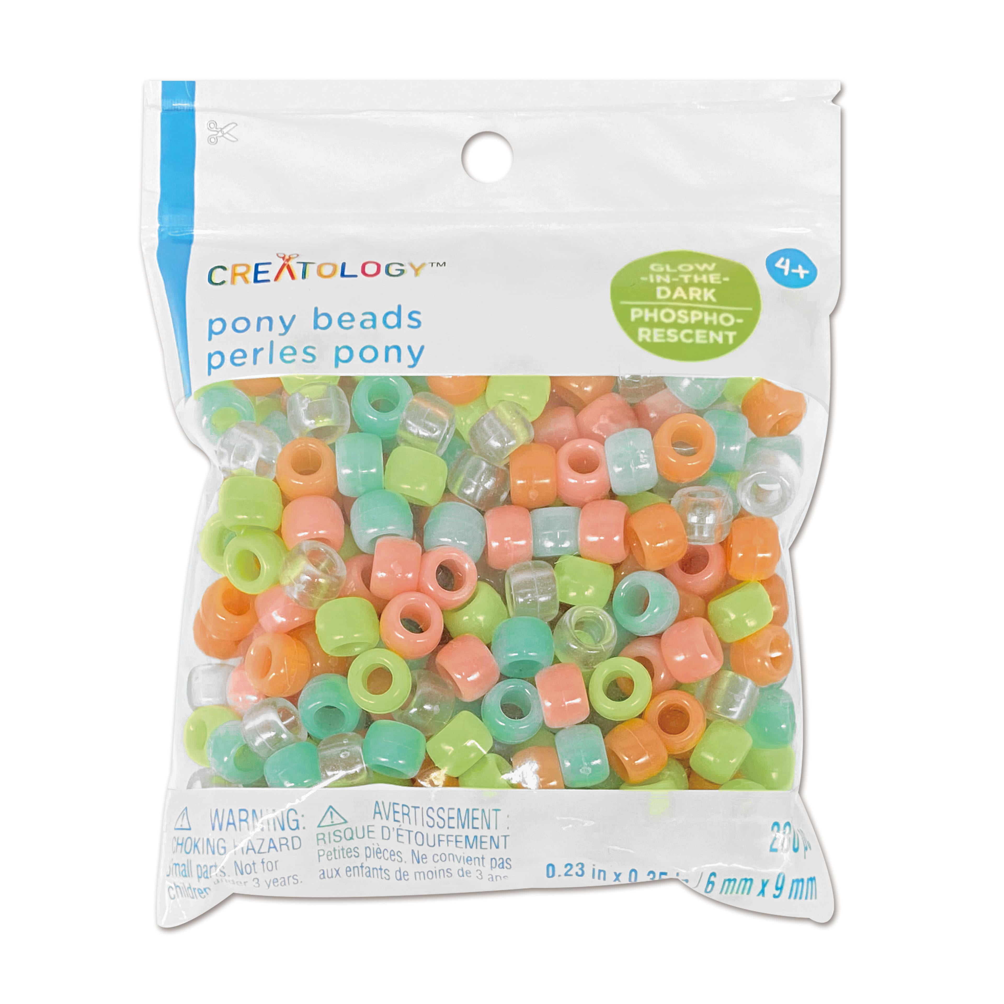 12 Packs: 280 ct. (3,360 total) Glow in the Dark Pony Beads by Creatology - 6mm x 9mm