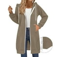 thumbnail image 3 of FAIWAD Long Hoodies for Women Two Way Zip Up Lightweight Sweatshirts with Pockets Trendy Fall Winter Clothes with Pocket, 3 of 9