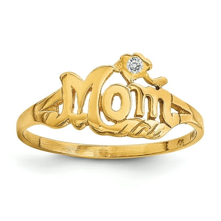 14K Yellow Gold A Diamond Mom Ring
