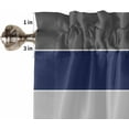 thumbnail image 5 of Black Navy Blue Gray Striped Window Tier Curtains 36 Inch Length, Abstract Gradient Stripes Rod Pocket Window Treatment Kitchen Drapes for Bedroom, Cafe, Living Room, 2 Panels, 27.5 W x 36 L, 5 of 5