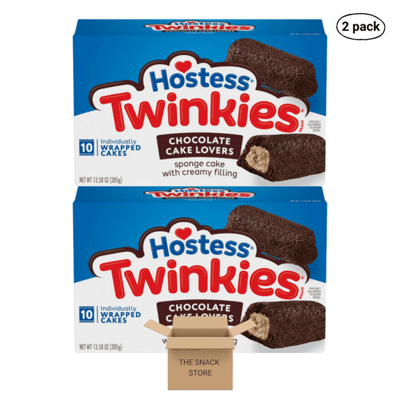 The Snack Store Bundle Hostess Twinkies Chocolate Cake Lovers, 13.58 oz, 2 Boxes of 10 Count, 20 Total Cakes!