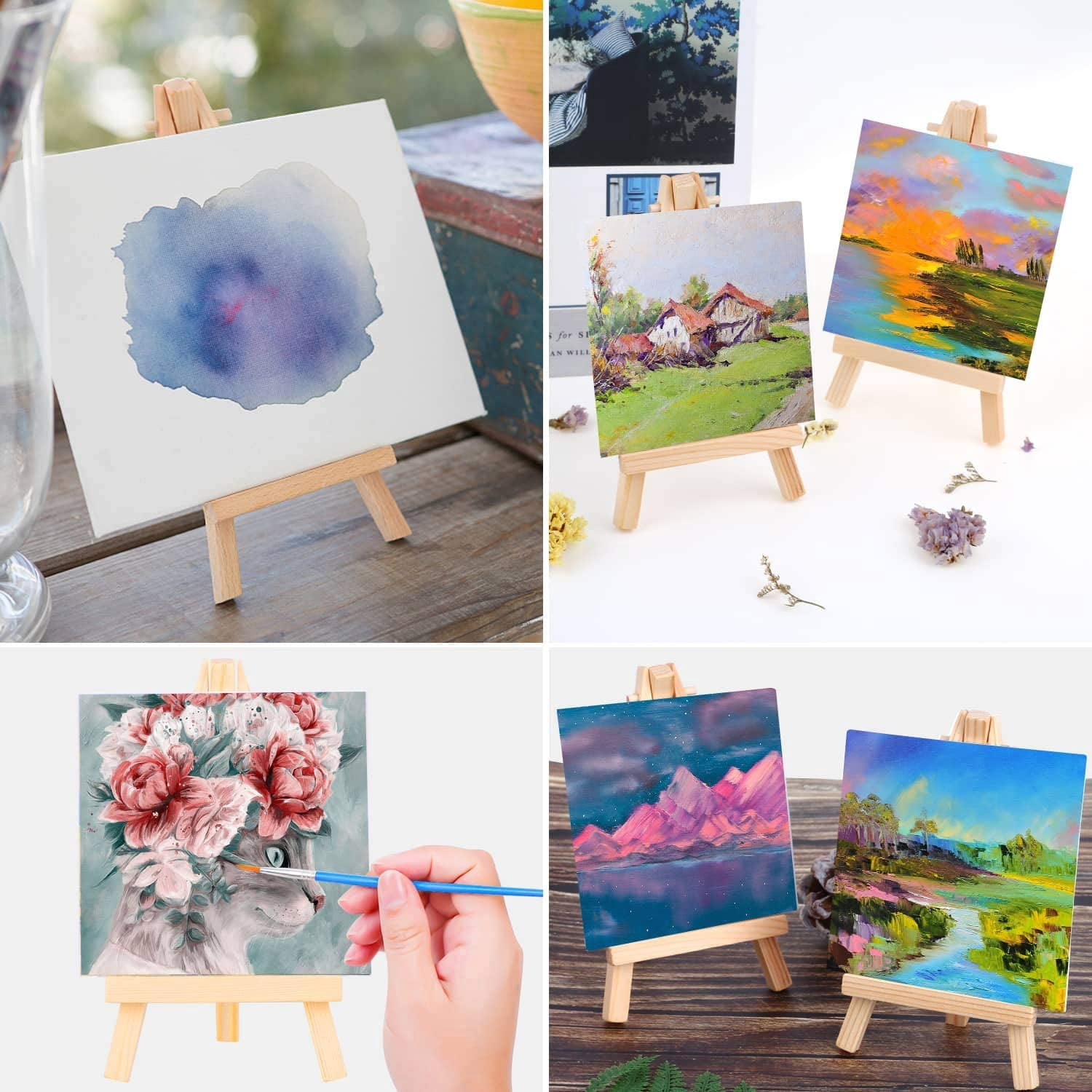 20Pcs Mini Canvas Drawing Board with Easel, Painting Canvas Panel, Suitable for Art Painting Party Supplies