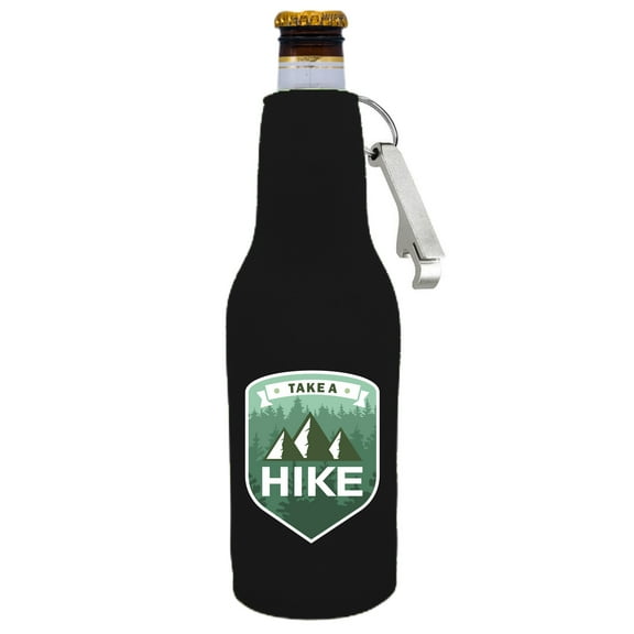 Take A Hike Beer Bottle Coolie With Opener (Black)