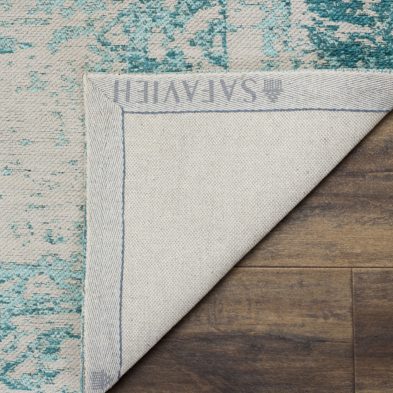 SAFAVIEH Classic Vintage Peter Overdyed Border Cotton Area Rug, Turquoise, 3' x 5'
