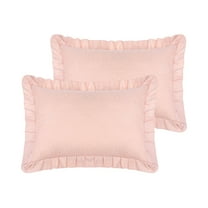 REGALWOVEN Wide Ruffles Pillow Sham, Envelope Seal Bed Pillow Covers Set of 2, Queen Pink
