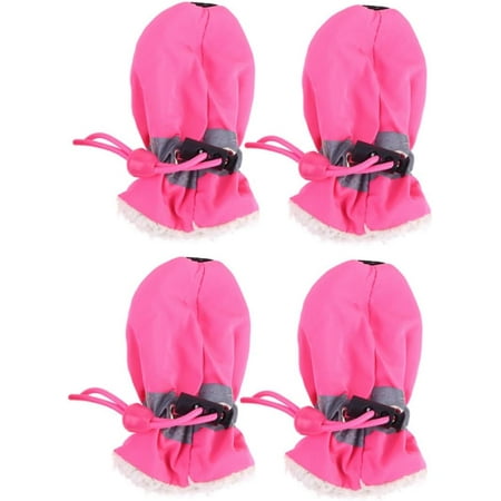 Dog Anti Skid Sole 4pcs Set Stuffed Puppy Dog Winter Boots Protector Dog Shoes Sock Snow Shoes Pink Drawstring Rain Day Dog Shoes Shoe Dog Sole Paw Protectors