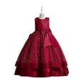 thumbnail image 1 of SUEE Flower Girls Princess Dress Bowknot Bridesmaid Wedding Long Tulle Ball Gown, 4-13 Year, 1 of 7
