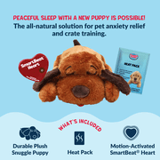 Original Snuggle Puppy Heartbeat Stuffed Toy for Dogs. Pet Anxiety Relief and Calming Aid, Comfort Toy for Behavioral Training in Brown