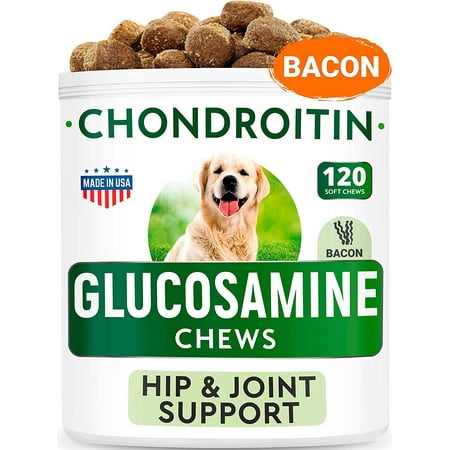 UPC: 0693634266494 | Glucosamine Dog Treats – Joint Pain Relief Supplement – Advanced Formula with Chondroitin  MSM  Omega-3 – Hip & Joint Care – Made in USA – Bacon Flavor – 120 Chews