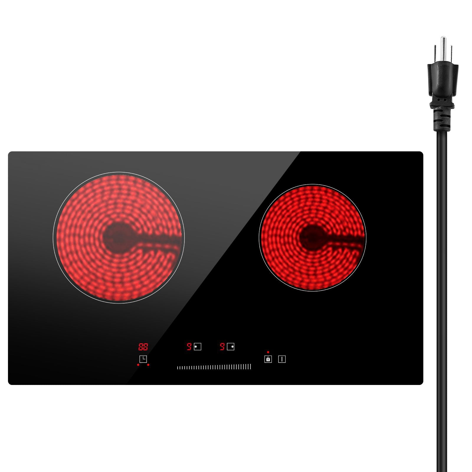 24 inch Electric Cooktop Built-in Stove Burner, 1800W Ceramic Top Radiant Cooktop with Glass Panel, 120V, Power 1800 W, for restaurant cafe food truck catering and home kitchen use