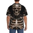thumbnail image 3 of Balery Cyber Skeleton With Tattoos Camisa Casual de Manga Corta con Botones para Hombre, Texturizada, Estilo Cubano, para Playa, Verano-XX-Large, 3 of 5