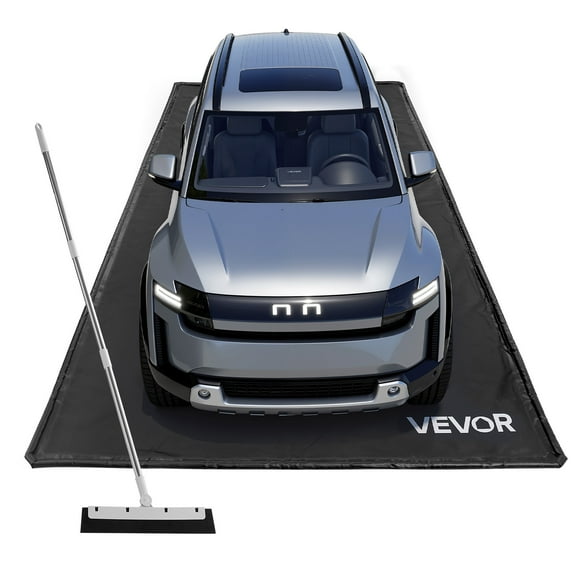 VEVOR Containment Mat, 7 ft 9 in x 16 ft, Non-Slip PVC Garage Floor Mat with a Cleaning Squeegee, Heavy Duty Durable Waterproof Containment Protection from Snow, Rain and Mud for Cars Parking, Black