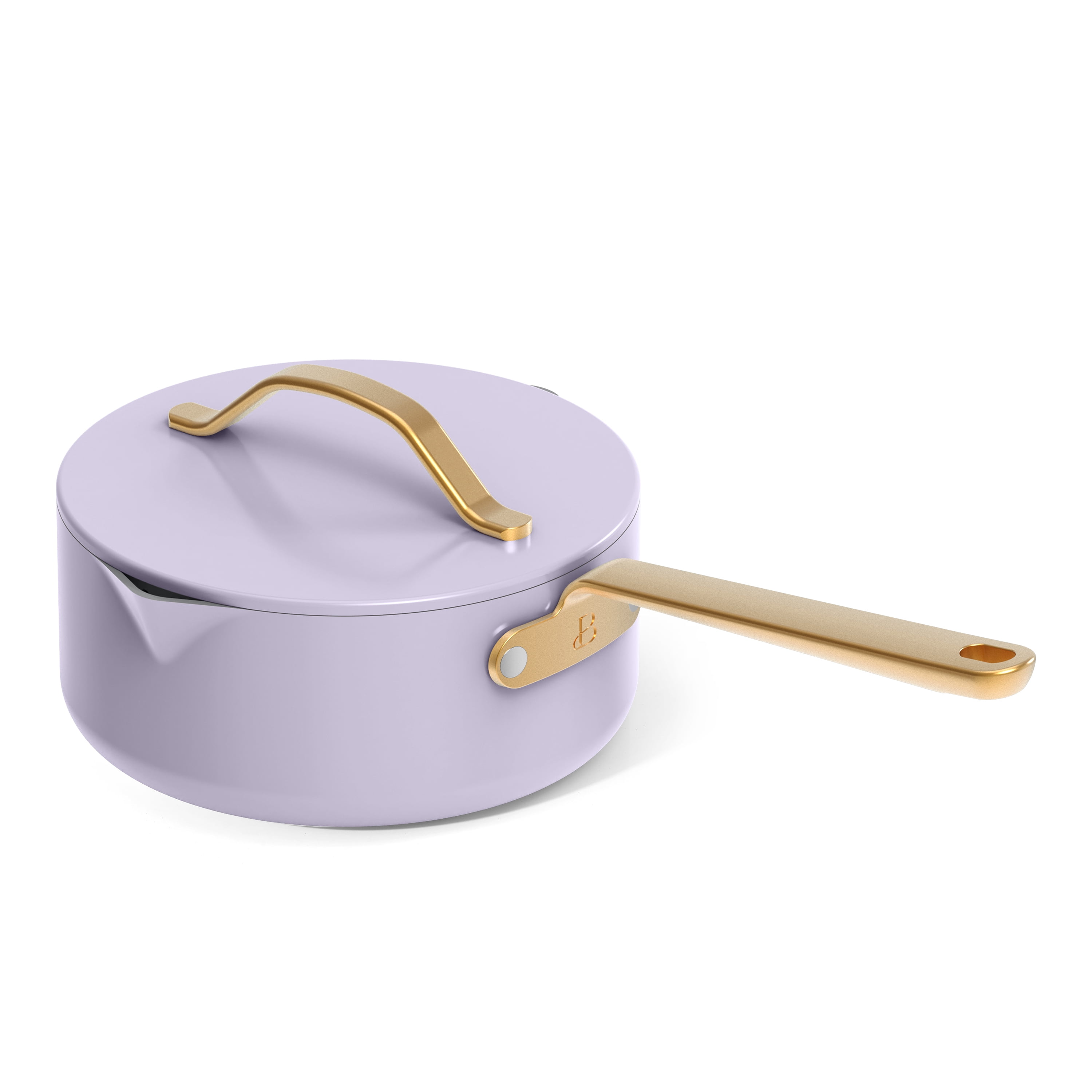 Beautiful 12-Piece Ceramic Nonstick Cookware Set, Pots and Pans with Strainer Lids, Lavender by Drew Barrymore
