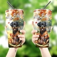 thumbnail image 4 of Hello Fall Rottweiler Football Welcome Autumn with Leaves Pumpkins 30oz Stainless Steel Tumbler Insulated Cup with Lid Rottie Dog Lover Gifts Idea - 00012, 4 of 5