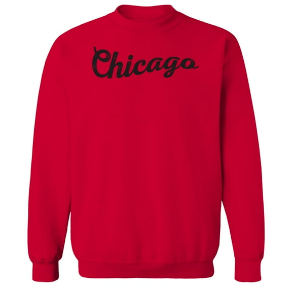 Chicago Humor Graphic Red Men's Crewneck Sweatshirt