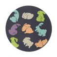 thumbnail image 1 of Bunny Mouse Pad for Computers, Pastel Colored Rabbit in Different Positions on a Dark Background, Round Non-Slip Thick Rubber Modern Gaming Mousepad, 8" Round, Multicolor, by Ambesonne, 1 of 2