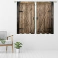 thumbnail image 3 of Farmhouse Brown Barn Door Small Kitchen Curtains Rustic Wooden Plank Window Treatment Country Wood Vintage Western Cafe Short Curtains for Bathroom Dining Room Tier Treatment Drapes 27.5"x39", 3 of 6