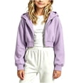 thumbnail image 3 of Shadoumai Girls Cropped Zip Up Hoodie Long Sleeve Sweatshirts For Teen Girls Fashion Fall Fashion Casual Jackets With Pockets, 3 of 7