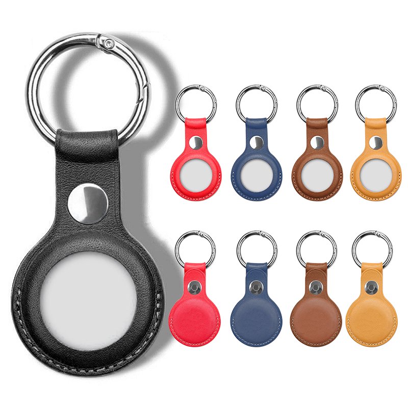 AirTag Leather Case with Keychain, AirTags Tracker Keychain Sleeve