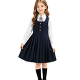 thumbnail image 2 of Girls School Uniform Dresses Sleeveless Jumper Dress Casual Crew Neck A-Line Girls Clothes Pleated Dress Dark Blue, 2 of 5