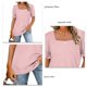 thumbnail image 3 of Blusa de mujer de fibra de poliéster de color puro para citas Cuello cuadrado Shirred Top Puff manga corta, 3 of 5