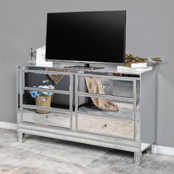 grey mirrored tv stand