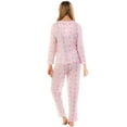 thumbnail image 2 of Casual Nights Women's V-Neck Long Sleeve Print Pajama Set - Thermal/Pink, 2 of 4