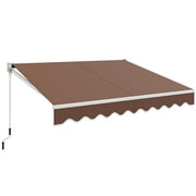 Gymax 10' x 8.2' Retractable Awning Sunshade Shelter Manual Crank Handle Beige