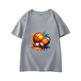 thumbnail image 2 of Baby Boy Summer Clothes Toddler Kids Boys Summer Soccer Basketball Rugby Print Short Sleeve Casual T Shirt Lightweight Breathable Soft Top Toddler T Shirts Light Gray 2 Years-3 Years, 2 of 4