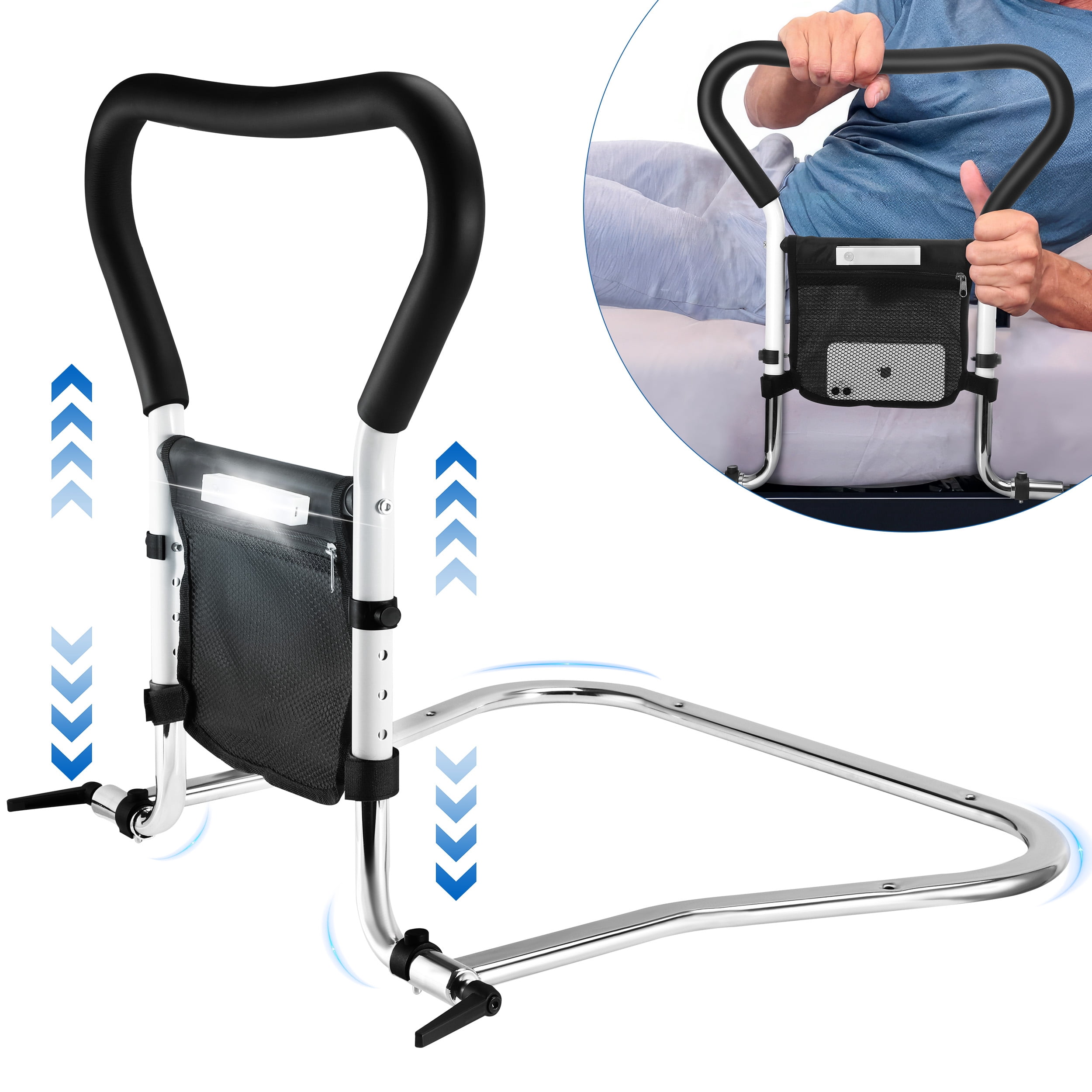 Doulami Foldable Bed Rails with Motion Light for Seniors Elderly Adults Safety Rail Fall Prevention