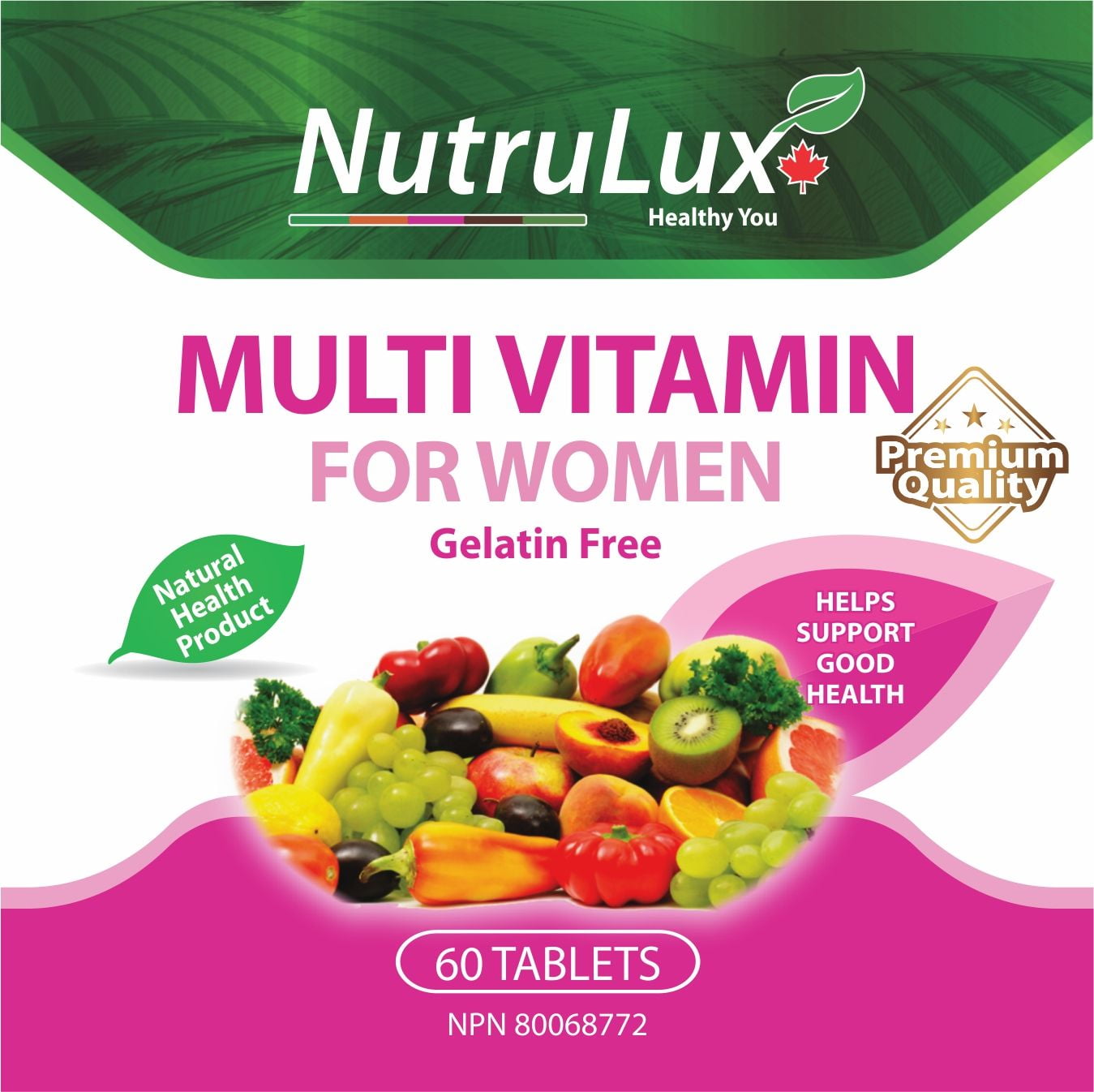 NutruLux Multivitamin For Women ( 60 mg Vitamin C ) Halal Gelatin Free Tablets