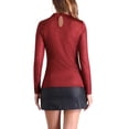 thumbnail image 3 of INSPIRAR CHIC Blusa de Mujer con Brillo, Corte en Cuello Alto, Manga Larga, Tops de Fiesta Brillantes en Rojo y Negro, 3 of 5
