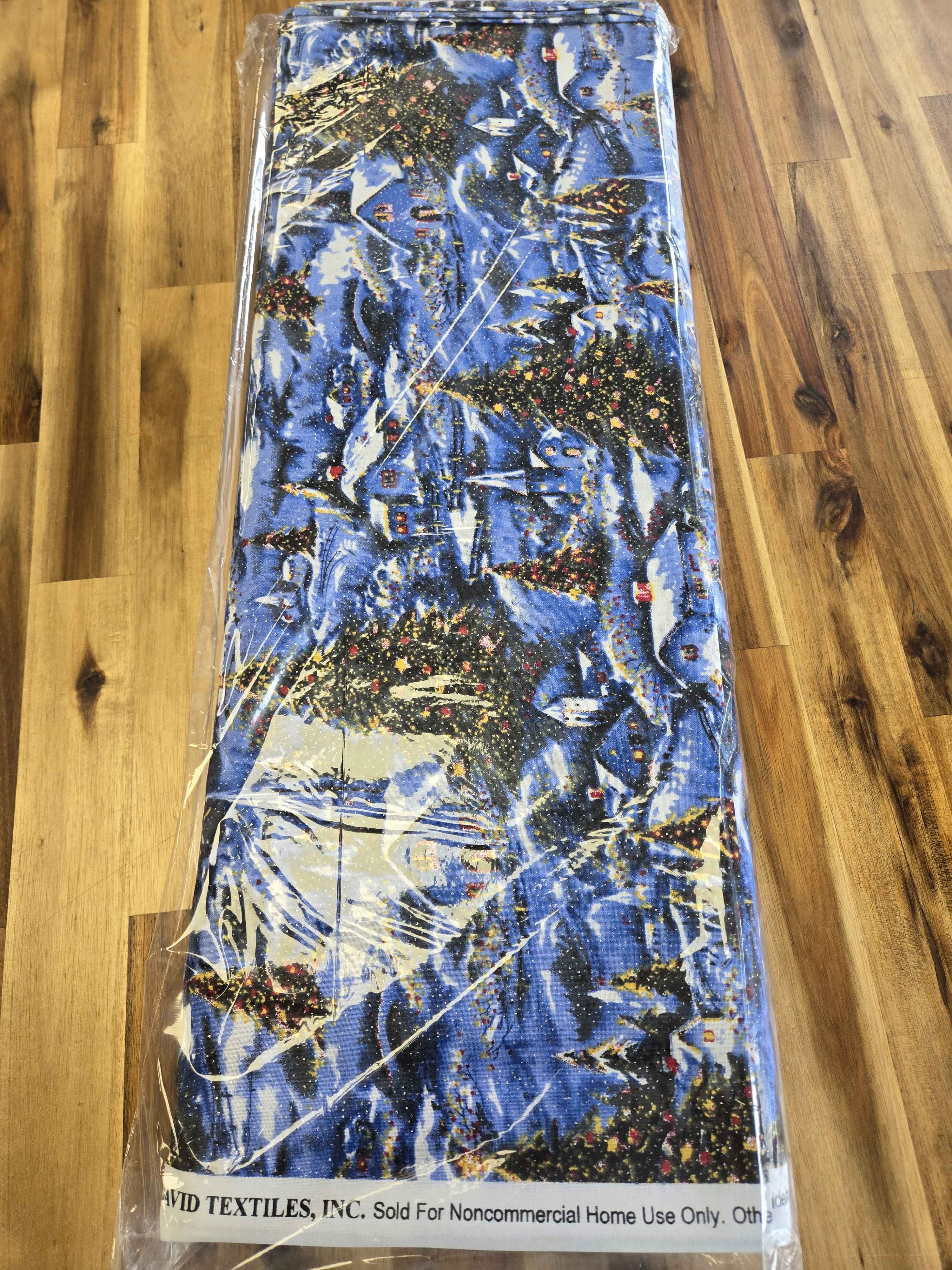 David Textiles Winter White Christmas With Glitter 100% Cotton Sold by Bolt (8 Yards)