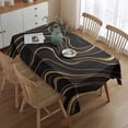 thumbnail image 2 of Black Gold Wave Marble Pattern Rectangle Tablecloth 60"x84",Waterproof Polyester Rectangle Table Cloth, Wipeable Spillproof Polyester Tablecloth for Dining, Camping, Indoor and Outdoor, 2 of 5
