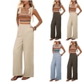 thumbnail image 1 of Sentmoon Casual Summer Outfits for Women Sleeveless Plus Size Overalls Patchwork Regular Fit Spaghetti Strap Plus Size Rompers for Women for Work and Weekend S-XL, 1 of 9