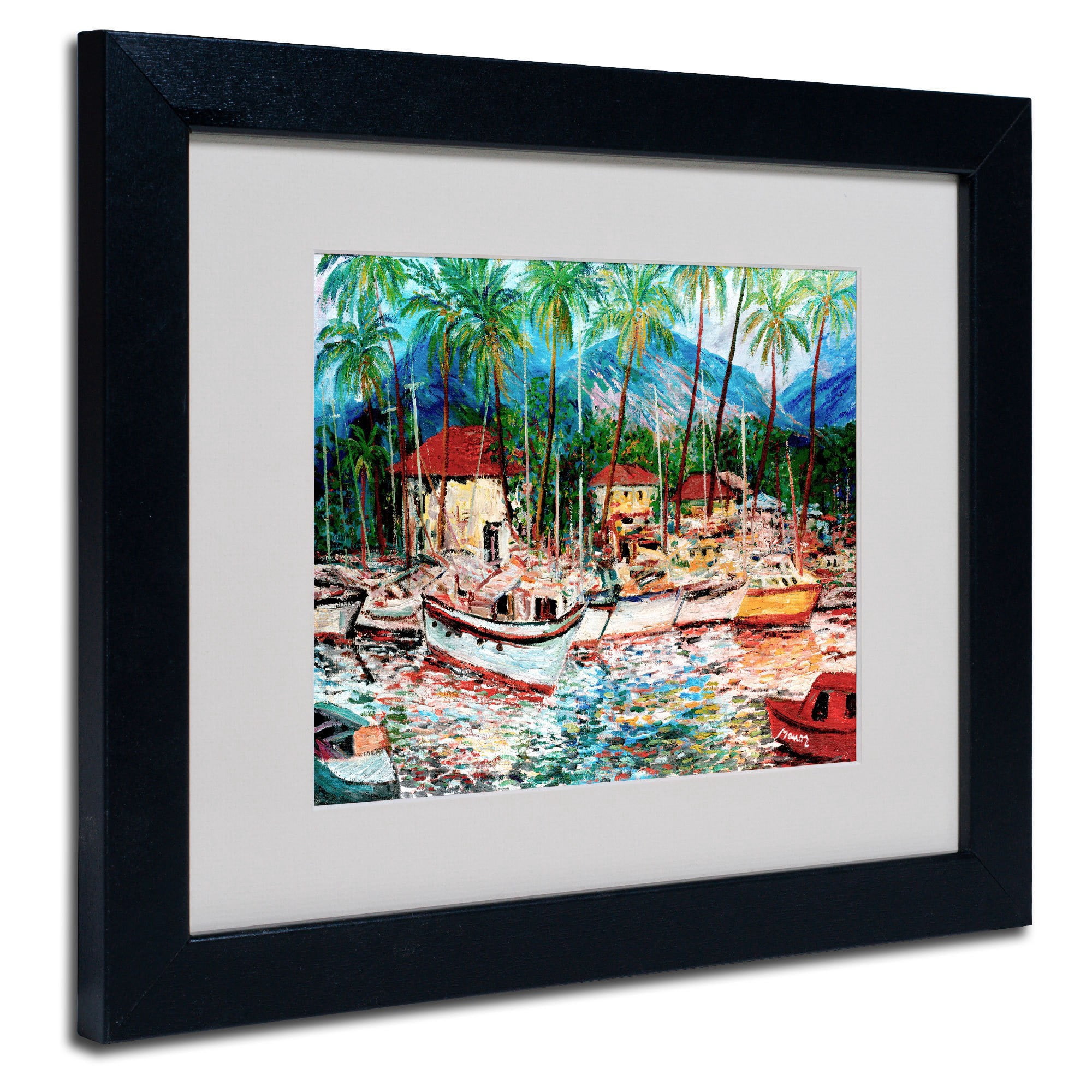 Trademark Fine Art "Lahaina Boats" Canvas Art by Manor Shadian, Wood Frame