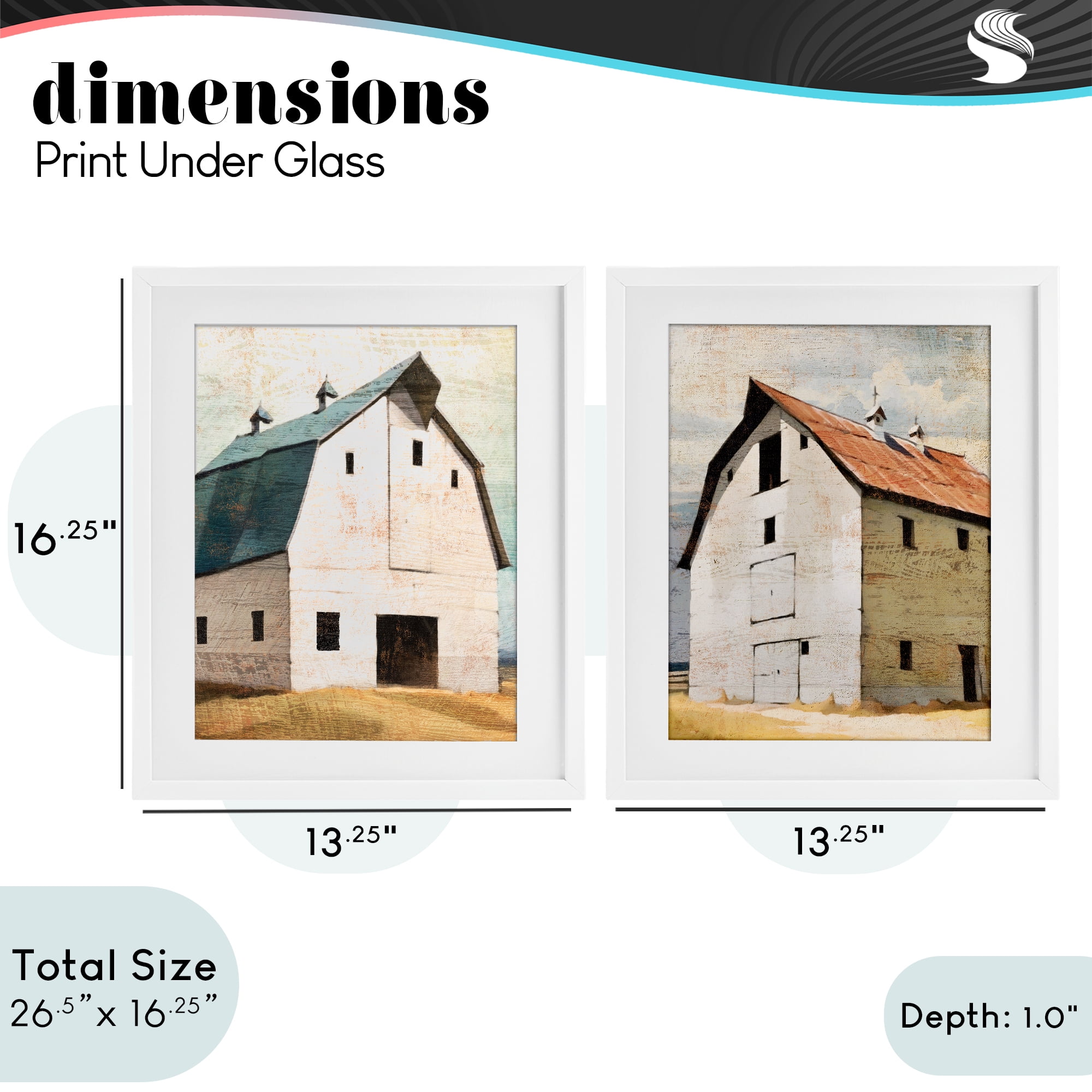 Stupell Industries Rustic Big Barns 2 Piece White Framed Print Under Glass Set, design by Susan Jill