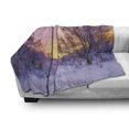 thumbnail image 3 of Forest Soft Flannel Fleece Blanket, Winter Landscape with Sunset and Frozen Trees Ice Weather Blizzard Cold Days Image, Cozy Plush for Indoor and Outdoor Use, 50" x 70", Pink White, by Ambesonne, 3 of 6