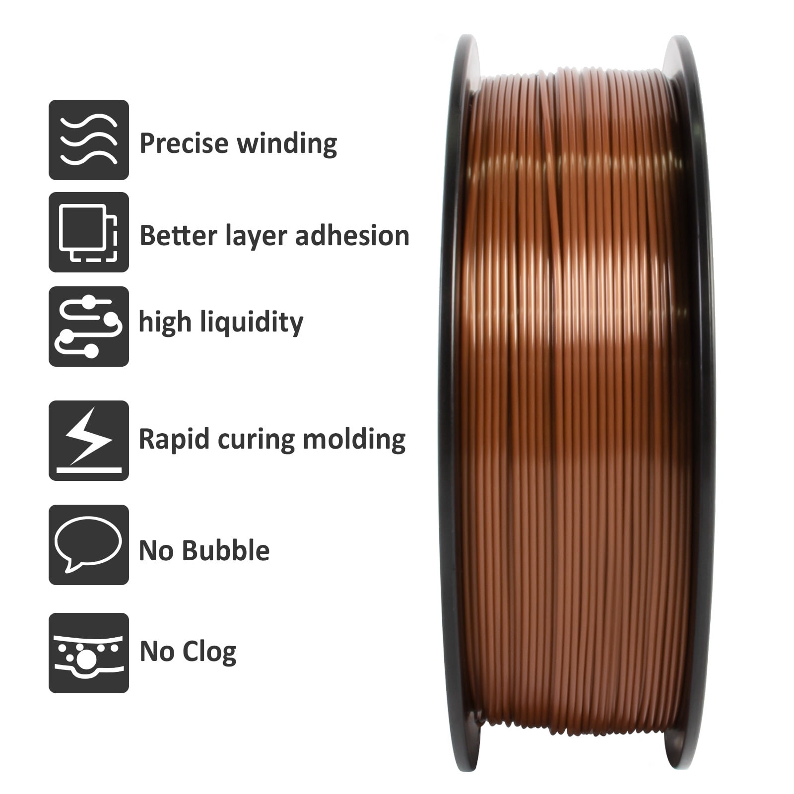Geeetech 1.75mm PLA 3D Printer Filament, 10kg Spool (22lbs), Dimensional Accuracy +/- 0.03mm,Brown