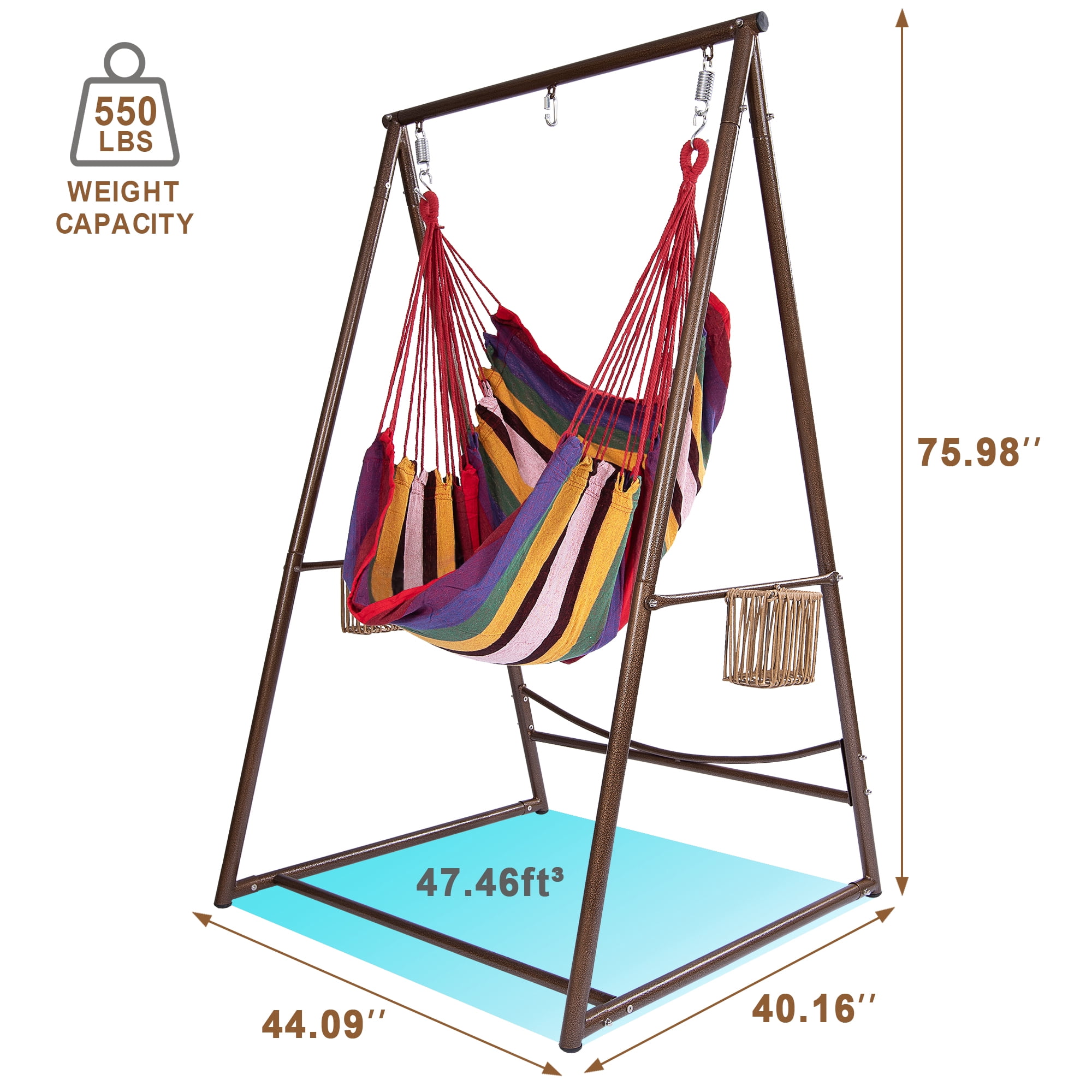 YOXIFOC Durable Hammock Chair with Two Holders, Coffee