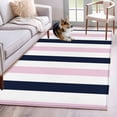 thumbnail image 2 of Pink Navy Blue Striped Large Area Rugs for Bedroom Living Room, Soft Non Slip Carpet Bedside Rug, Farmhouse Stripe Art Rectangular Floor Cover Kitchen Accent Rug 2.7'x5' for Dining Room/Office, 2 of 9